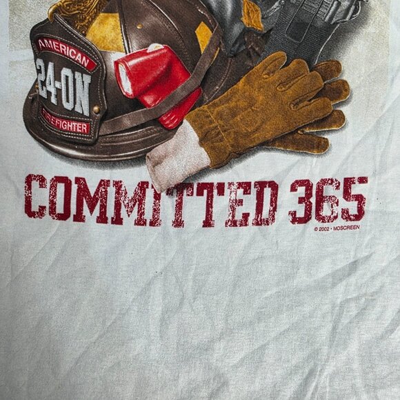 Firefighter Shirt Mens Large White Brotherhood Fireman white Vintage Y2K 2002 - Picture 10 of 14